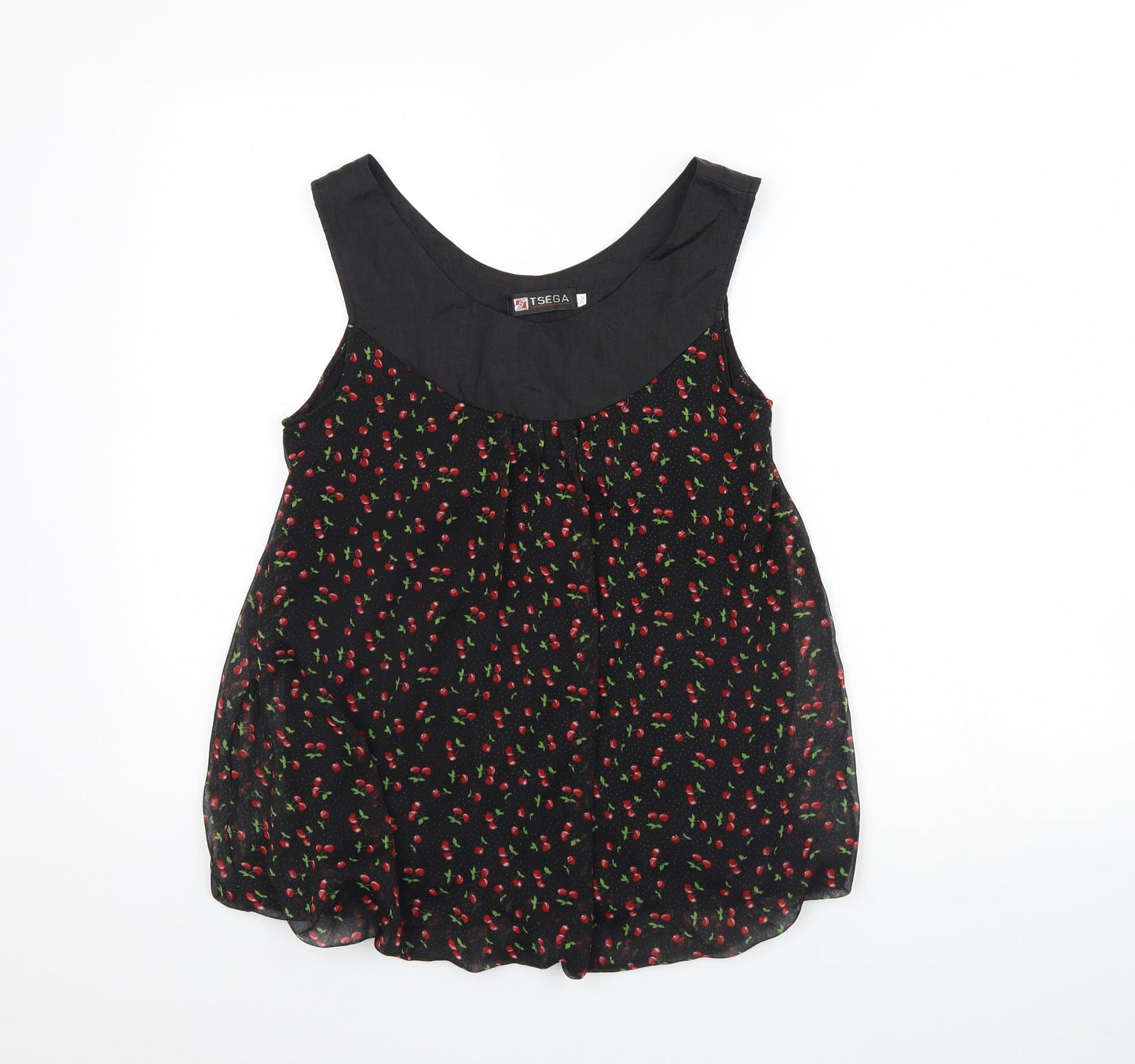 Tsega Womens Black Floral  Basic Tank Size S