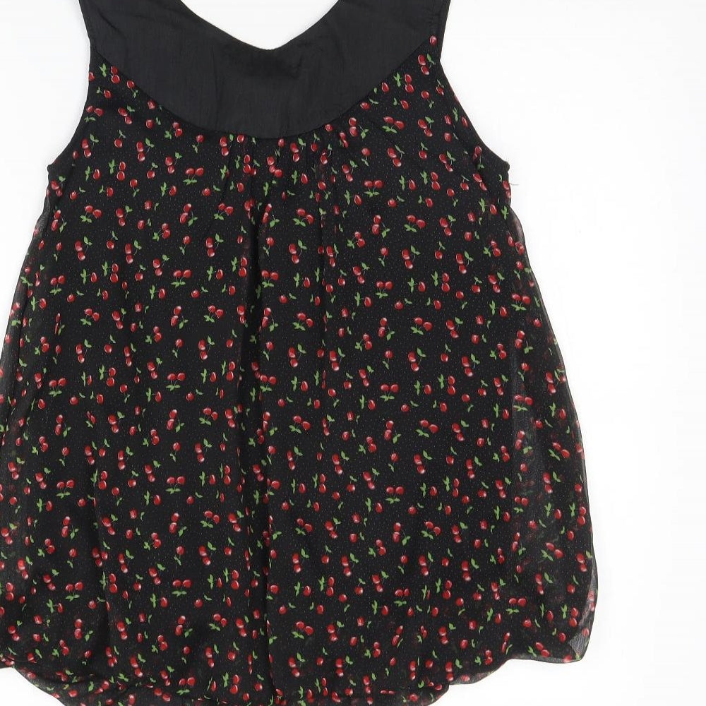 Tsega Womens Black Floral  Basic Tank Size S