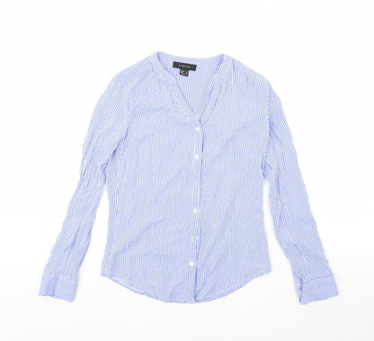 Preloved Atmosphere Womens Blue Striped  Basic Button-Up Size 8 - Front