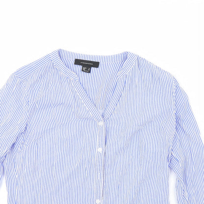 Preloved Atmosphere Womens Blue Striped  Basic Button-Up Size 8 - Detail
