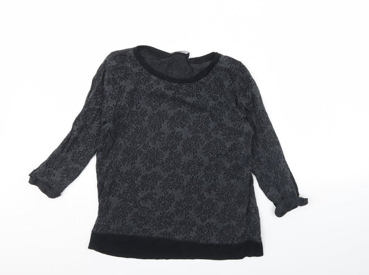 Dorothy Perkins Womens Grey Floral  Pullover Jumper Size 14
