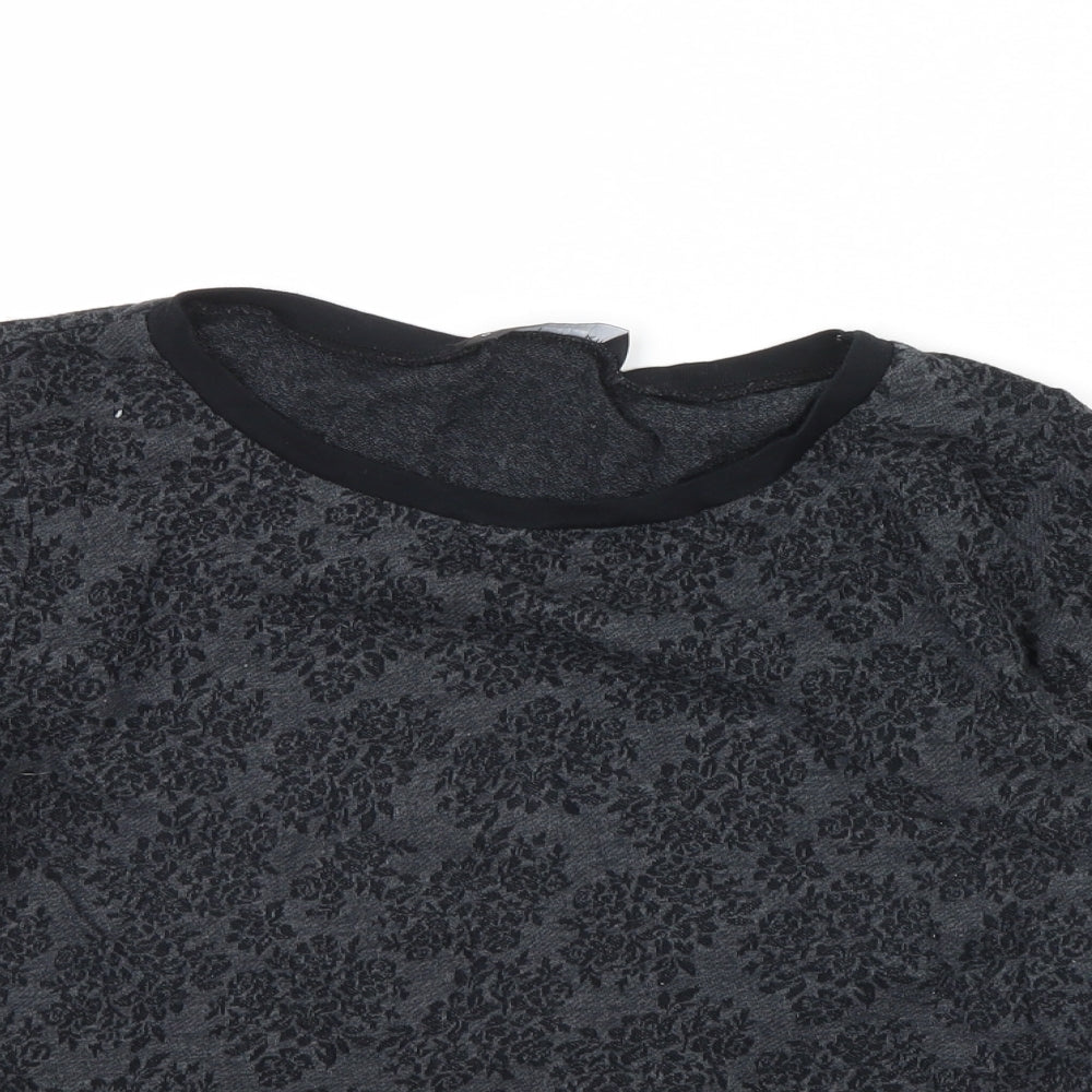 Dorothy Perkins Womens Grey Floral  Pullover Jumper Size 14