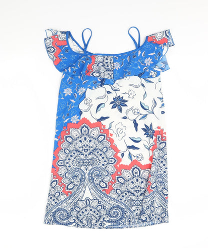 Little Miss Captain Womens Blue Floral  Shift  Size S