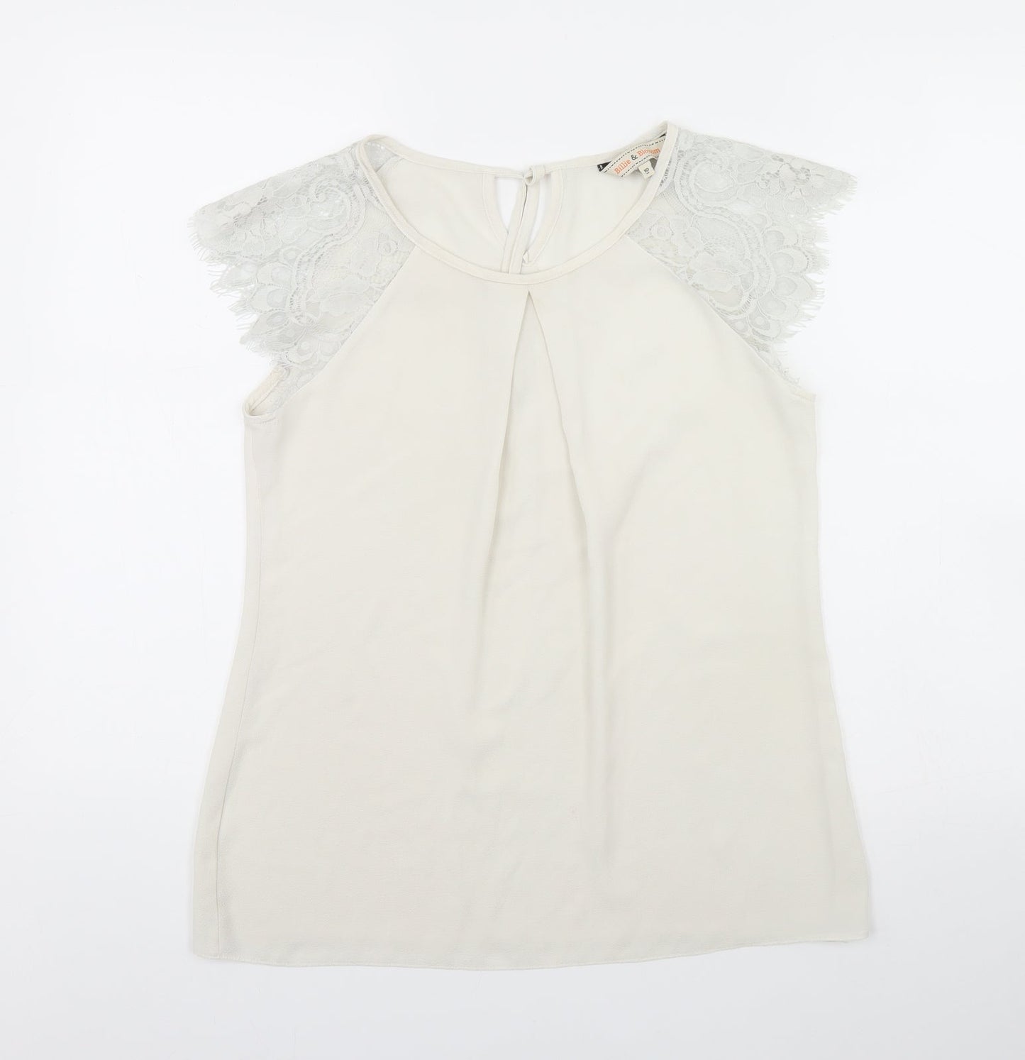 Billie & Blossom Womens Ivory   Basic T-Shirt Size 10