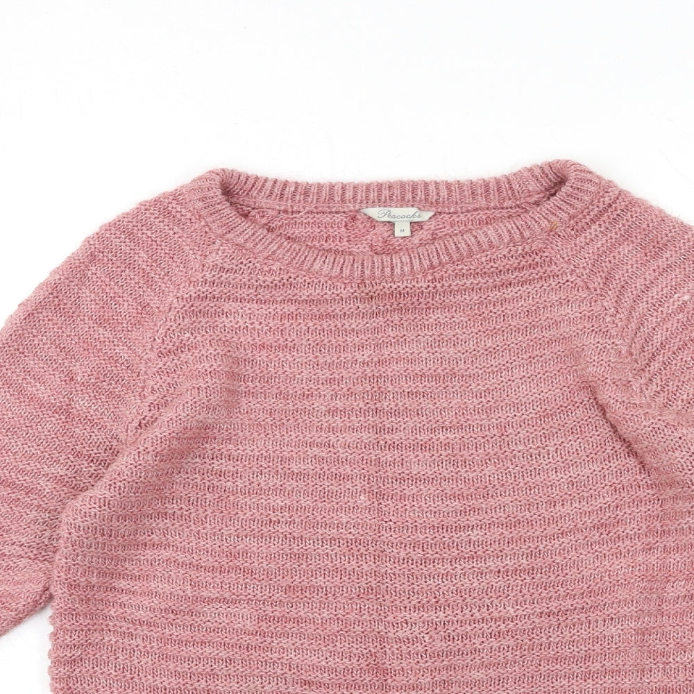 Peacocks Womens Pink  Knit Pullover Jumper Size M  - OPEN BACK