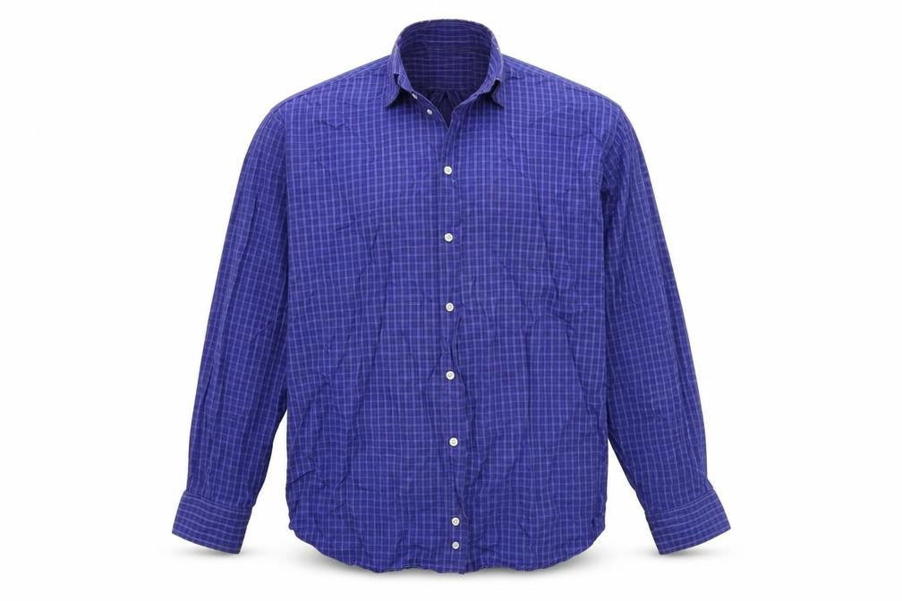 Marks & Spencer Mens Blue Check   Button-Up Size 15.5