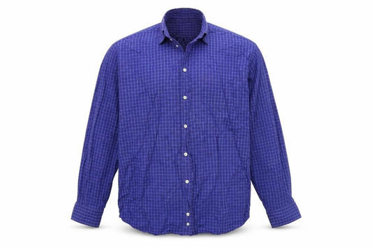 Marks & Spencer Mens Blue Check   Button-Up Size 15.5