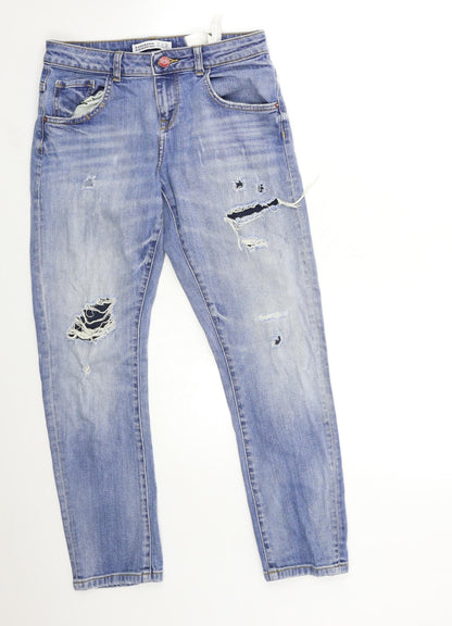 Preloved Zara Womens Blue  Denim Mom Jeans Size 4 L27 in - Front