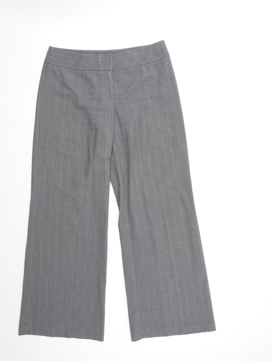 Marks and Spencer Womens Grey Striped  Trousers  Size 12 L30 in