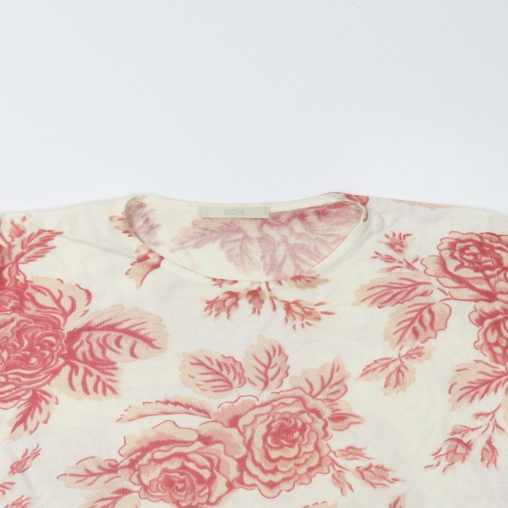 Marks and Spencer Womens White Floral  Pullover Sweatshirt Size 14