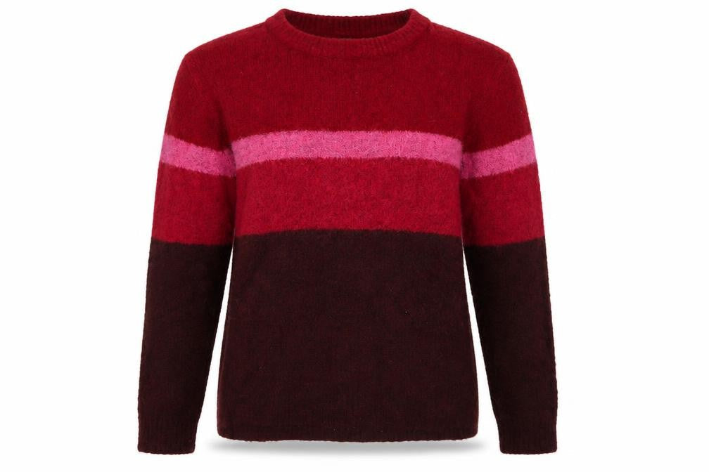b. young Womens Pink Striped  Pullover Sweatshirt Size L