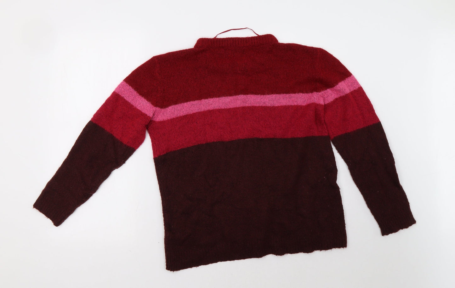b. young Womens Pink Striped  Pullover Sweatshirt Size L