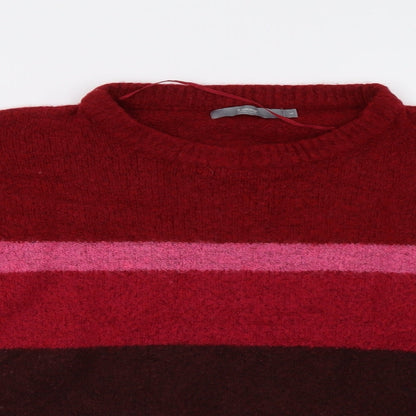 b. young Womens Pink Striped  Pullover Sweatshirt Size L