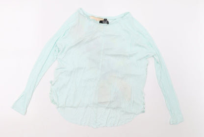 OPUS london Womens Blue Floral  Basic Blouse Size 8