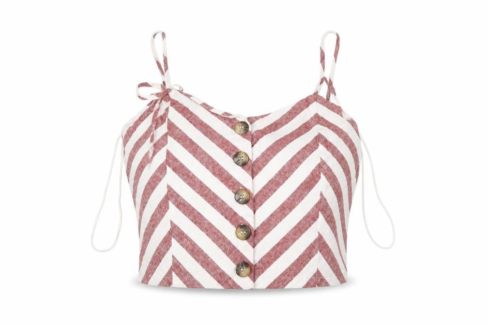 Miss Selfridge Womens Red Striped  Basic Tank Size 14