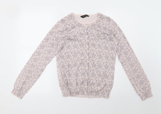 Dorothy Perkins Womens Pink Geometric  Cardigan Jumper Size 10