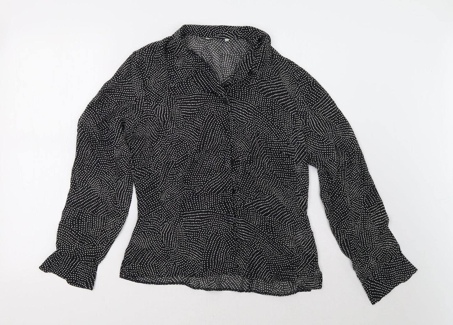 Marks and Spencer Womens Black Polka Dot  Basic Button-Up Size 12