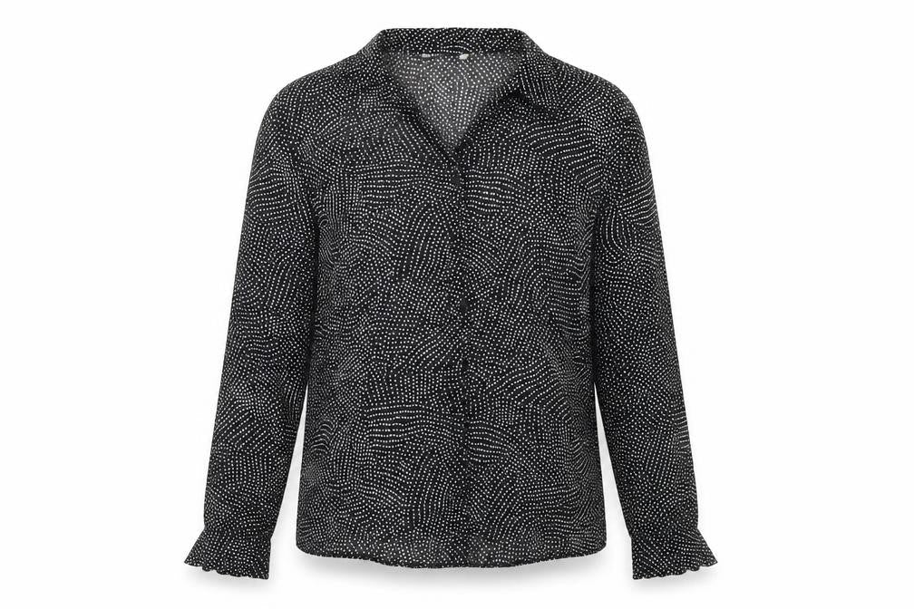 Marks & Spencer Womens Black Polka Dot  Basic Button-Up Size 12