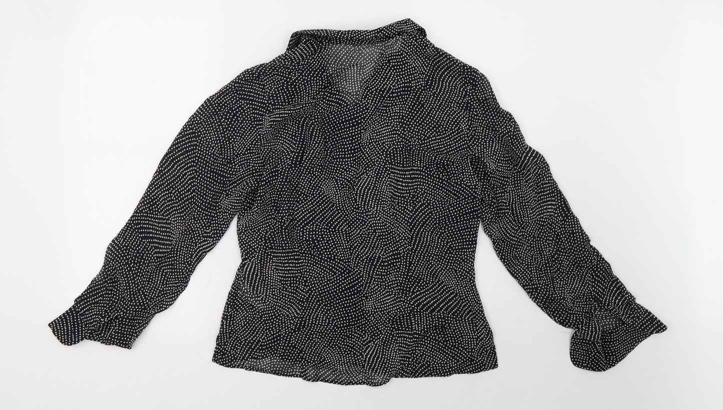 Marks and Spencer Womens Black Polka Dot  Basic Button-Up Size 12
