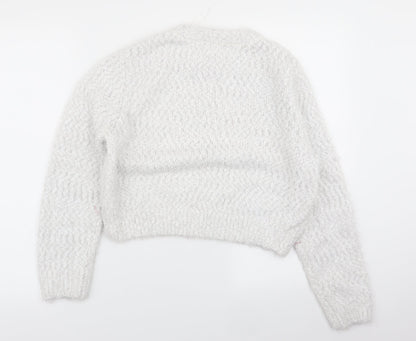 Preloved H&M Womens White   Pullover Jumper Size 10 - Back