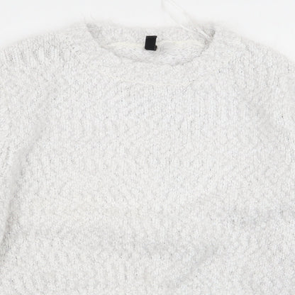 Preloved H&M Womens White   Pullover Jumper Size 10 - Detail