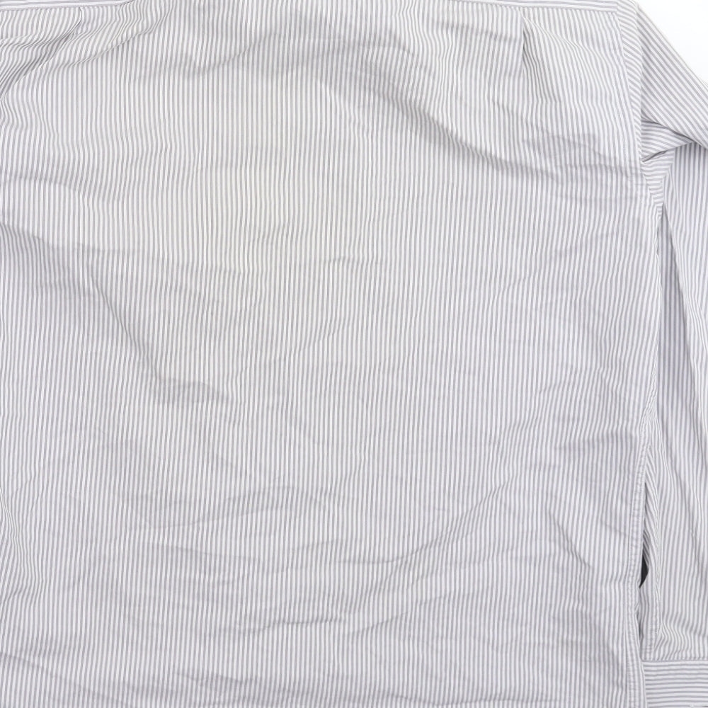 Slaters Mens Grey Striped   Dress Shirt Size 16