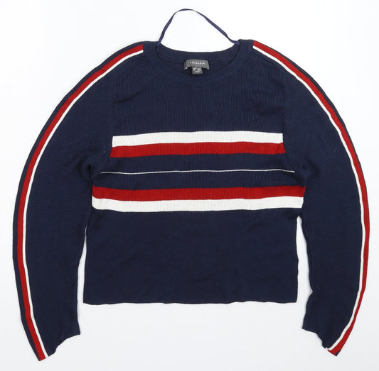 Primark Womens Blue Striped Knit Pullover Jumper Size 14