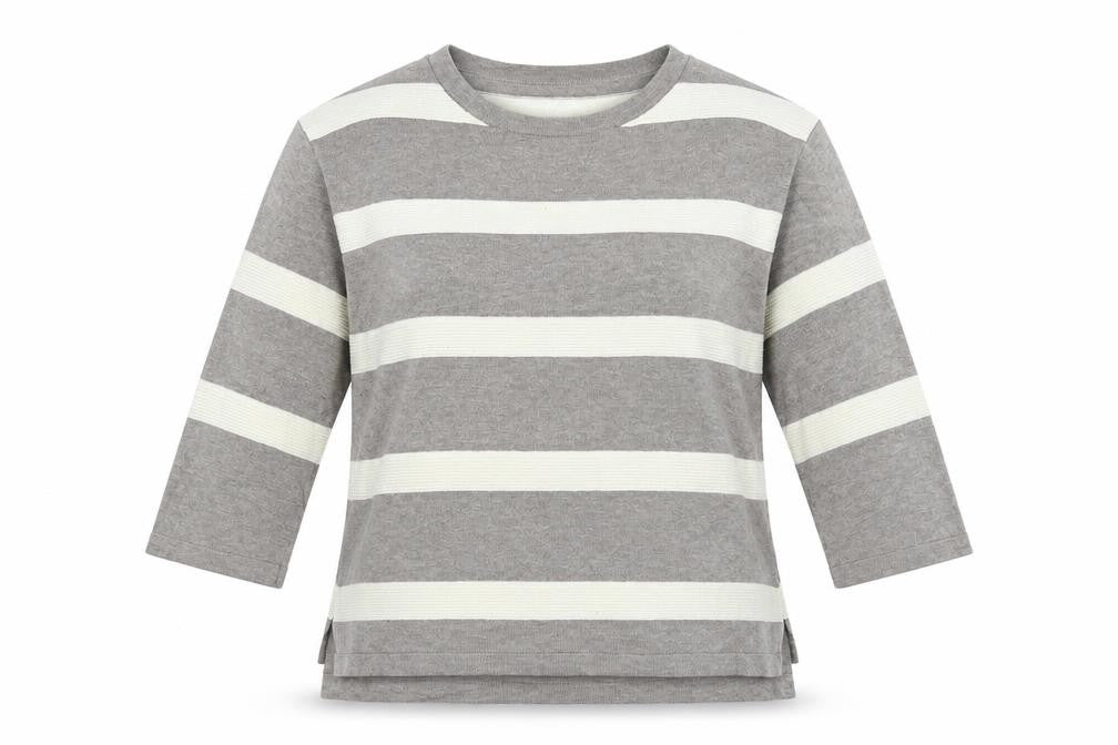 Bonmarché Womens Grey Striped Knit Pullover Jumper Size XS