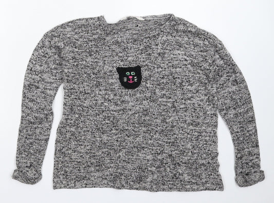 H&M Girls Grey  Knit Pullover Jumper Size 9-10 Years