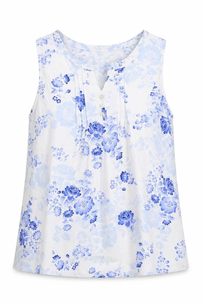 Carole Hochman Womens White Floral  Basic Tank Size M