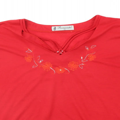 Preloved Romantic Womens Red   Basic T-Shirt Size XL - Detail