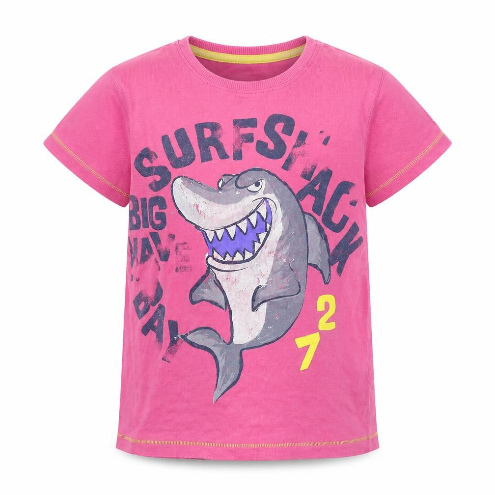 NEXT Girls Pink   Basic T-Shirt Size 7 Years  - shark