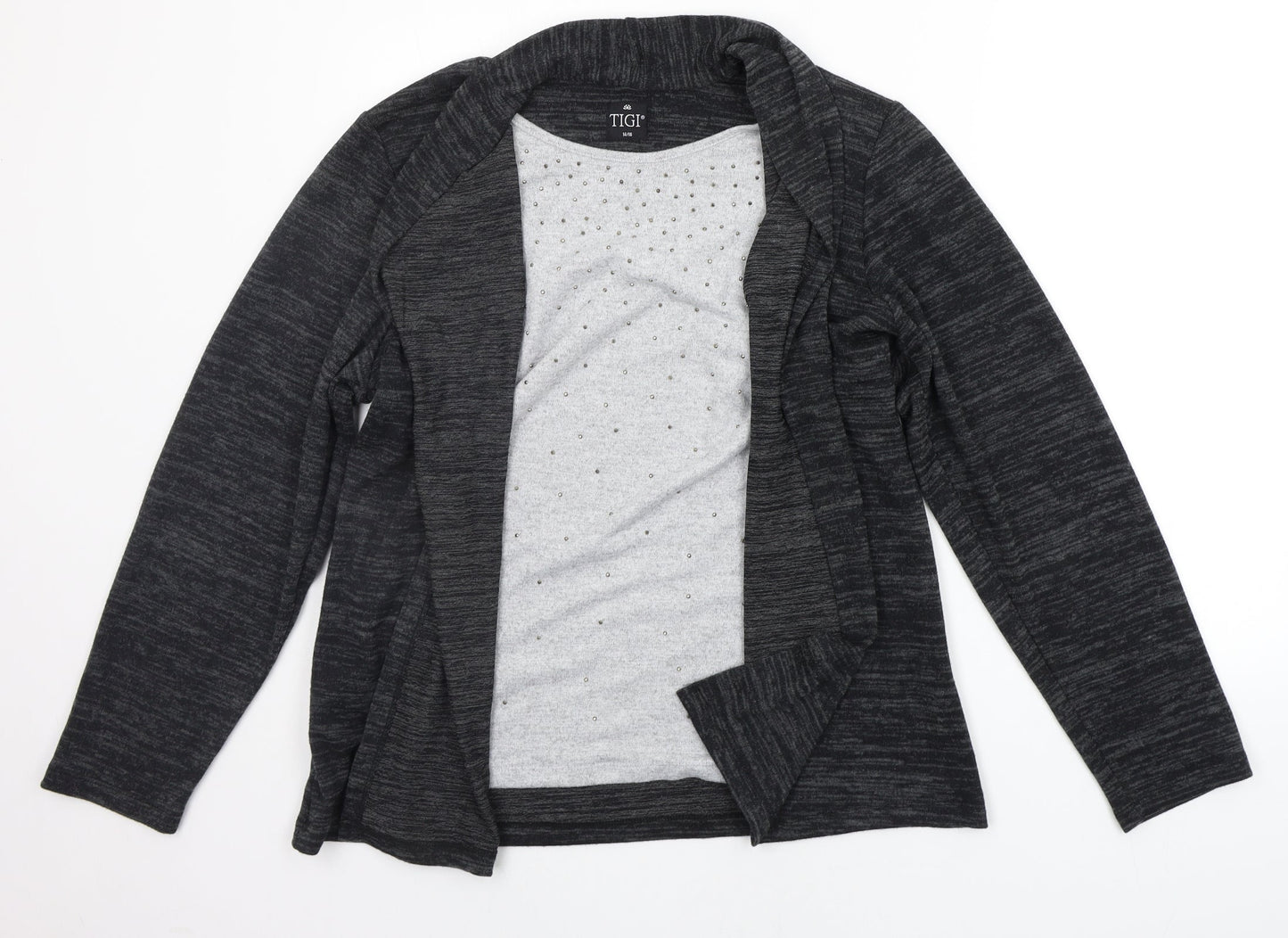 TIGI Womens Grey   Cardigan Jumper Size 14  - jewl detail