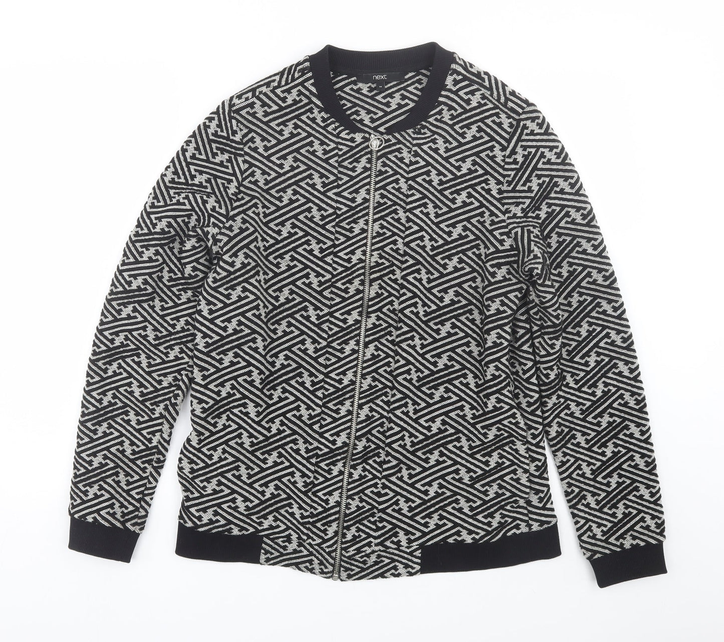 NEXT Womens Black Geometric  Jacket Coat Size 14