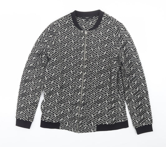 NEXT Womens Black Geometric  Jacket Coat Size 14