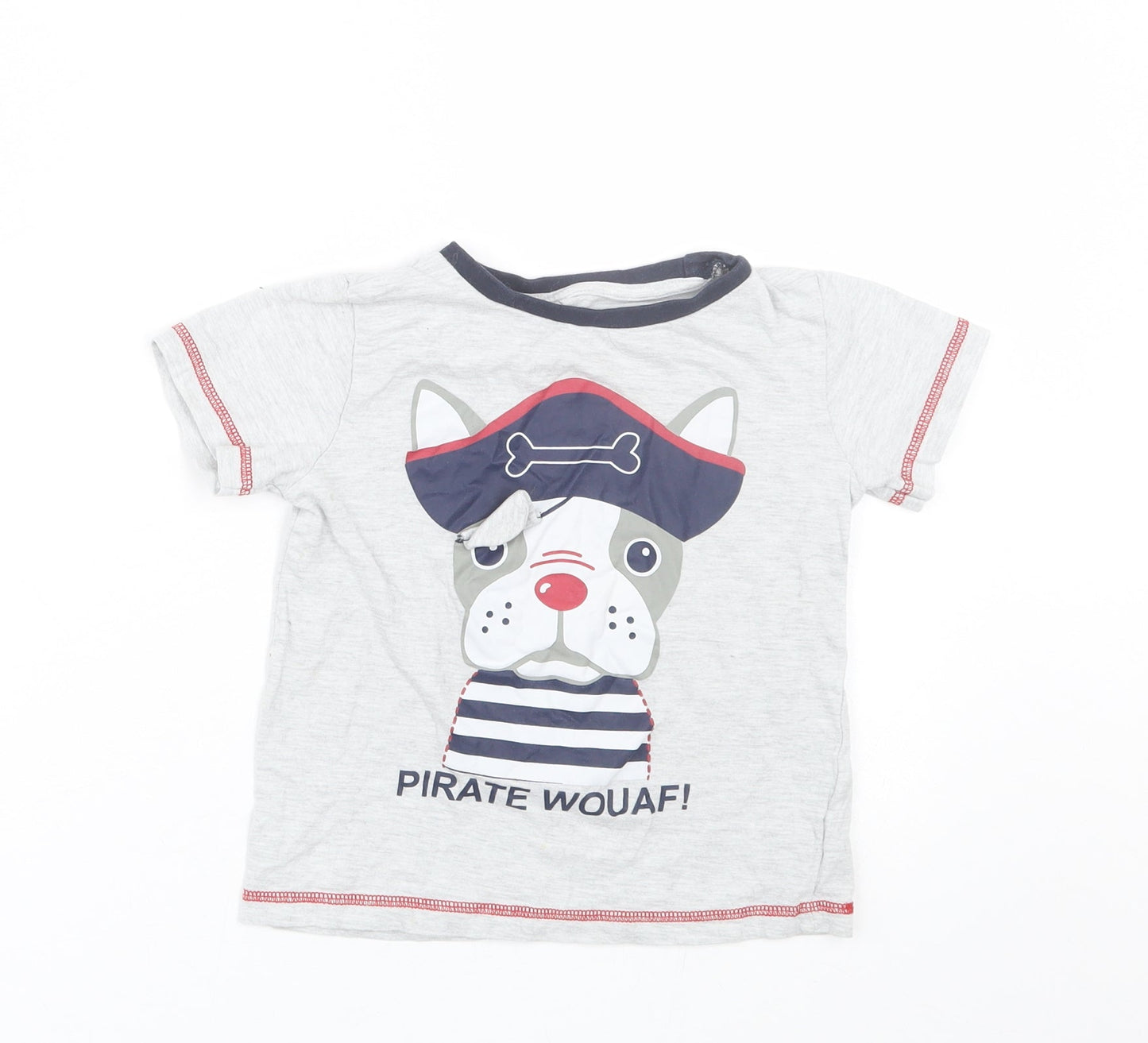 U essential Boys Grey   Basic T-Shirt Size 4 Years  - Dog