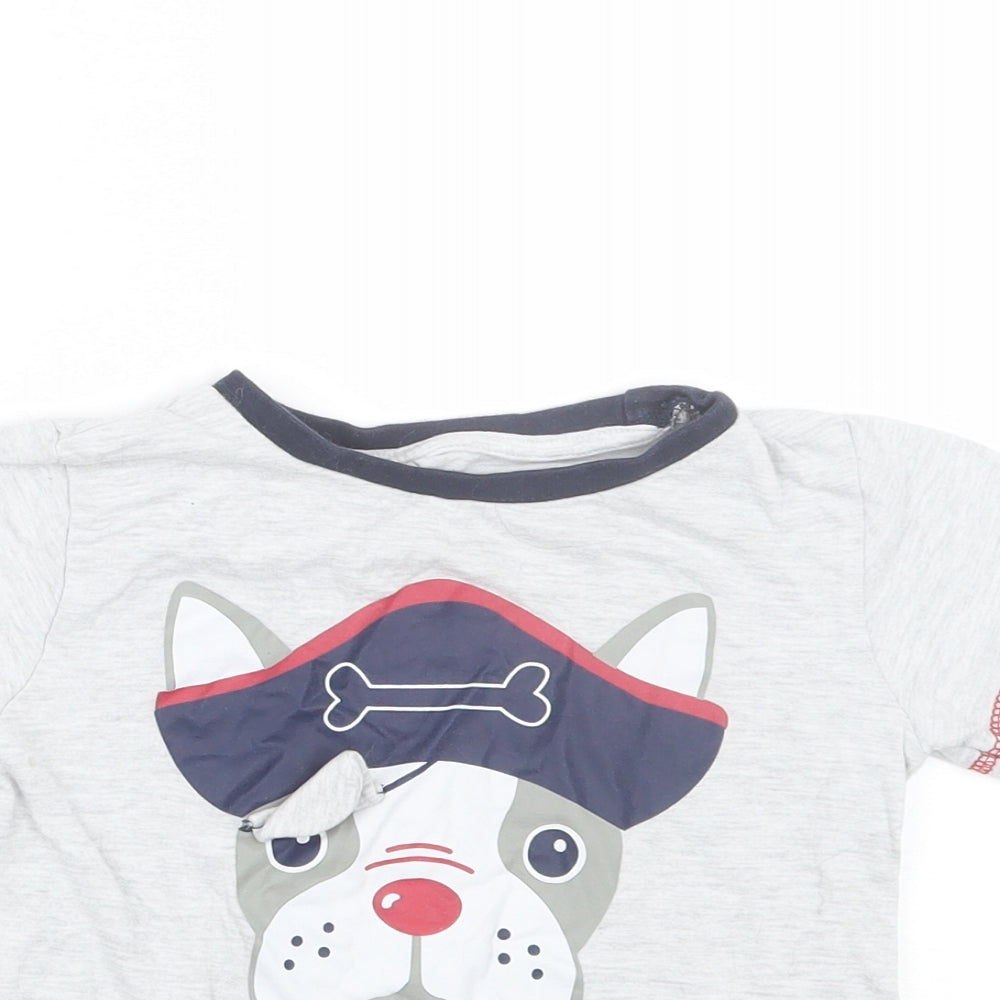 U essential Boys Grey   Basic T-Shirt Size 4 Years  - Dog