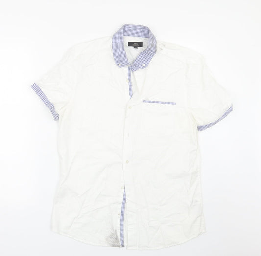 NEXT Mens White Polka Dot   Button-Up Size M
