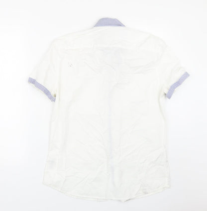 Next Mens White Polka Dot   Button-Up Size M