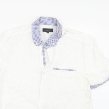 Next Mens White Polka Dot   Button-Up Size M