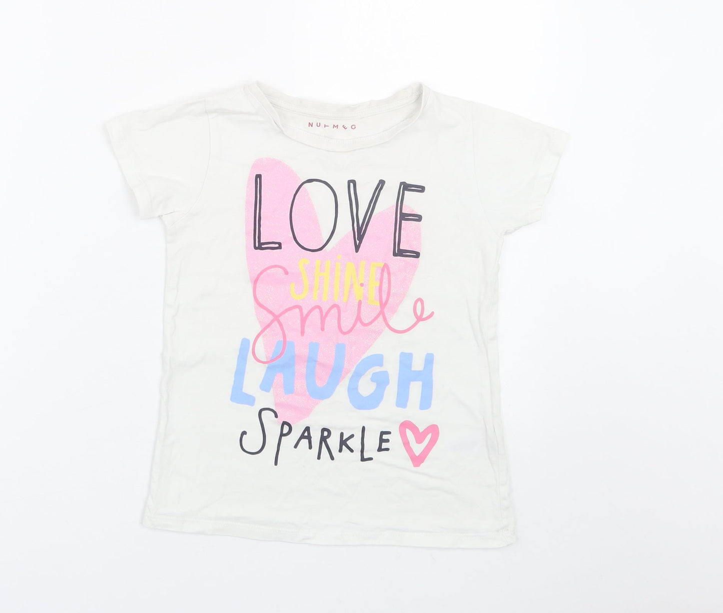 Nutmeg Girls White   Basic T-Shirt Size 8-9 Years