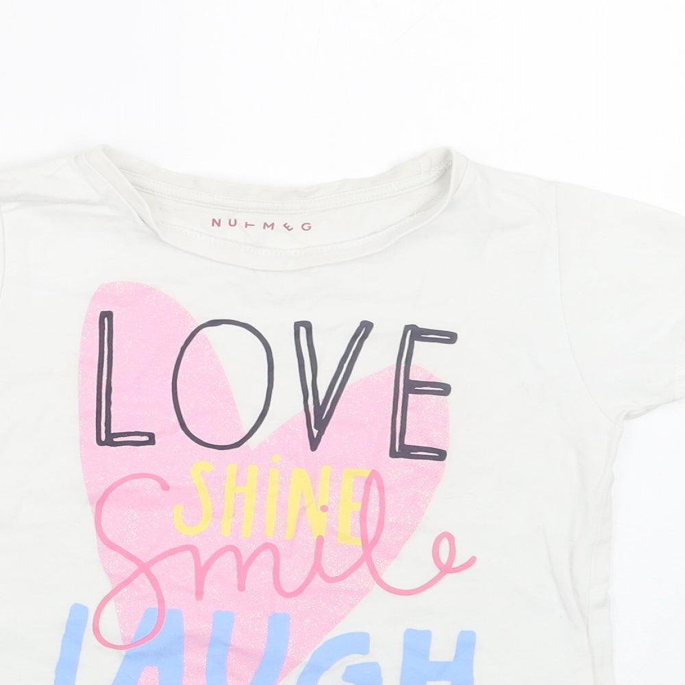 Nutmeg Girls White   Basic T-Shirt Size 8-9 Years