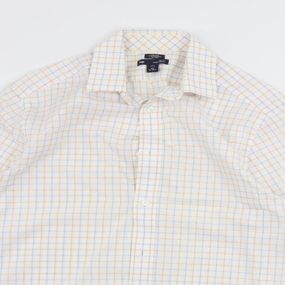 Gap Mens White Check   Button-Up Size S
