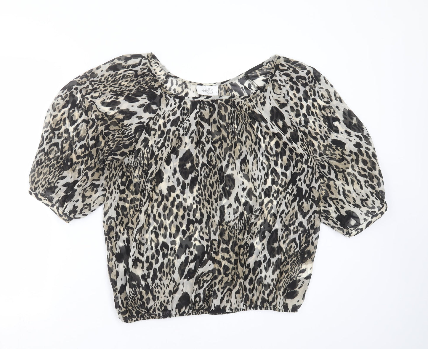 Wallis Womens Grey Animal Print  Basic Blouse Size M