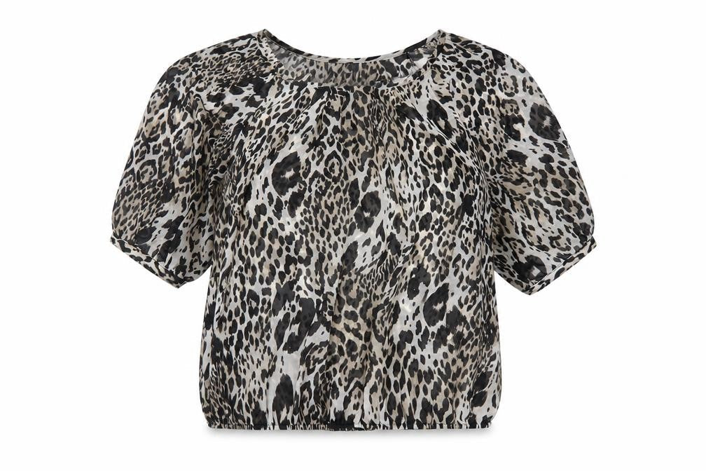 Wallis Womens Grey Animal Print  Basic Blouse Size M