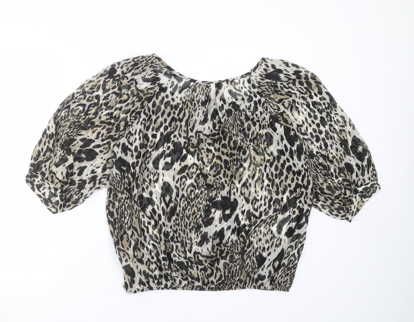Wallis Womens Grey Animal Print  Basic Blouse Size M