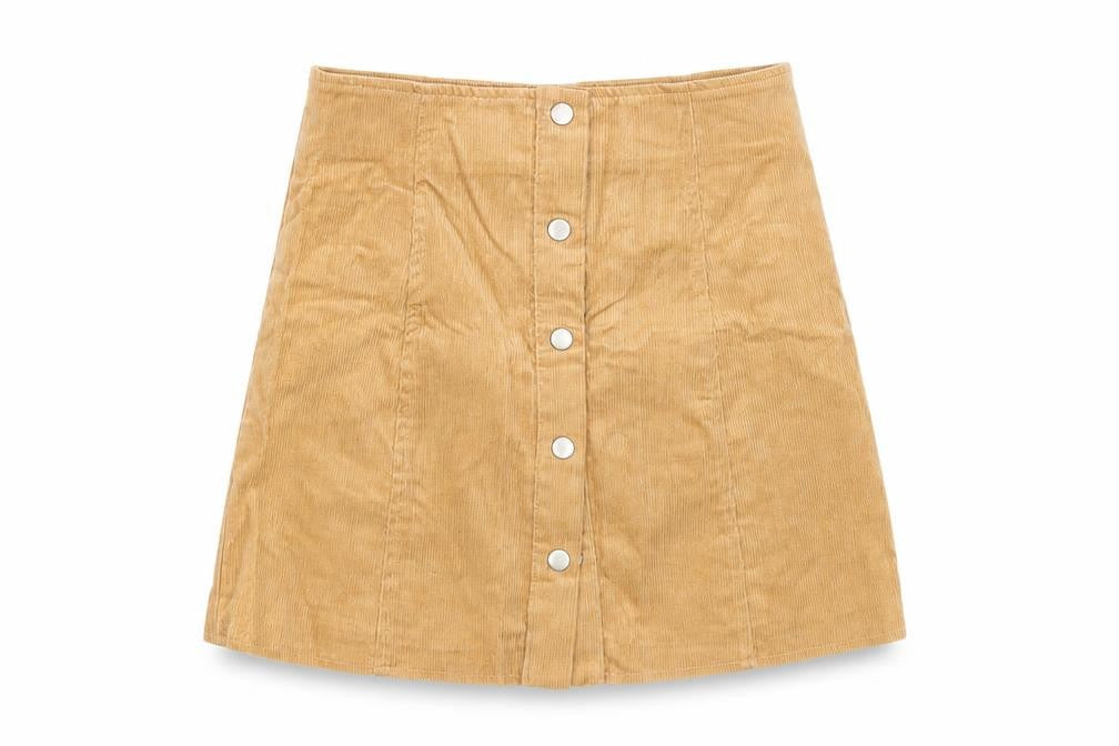 Glamorous Womens Beige  Corduroy A-Line Skirt Size XS