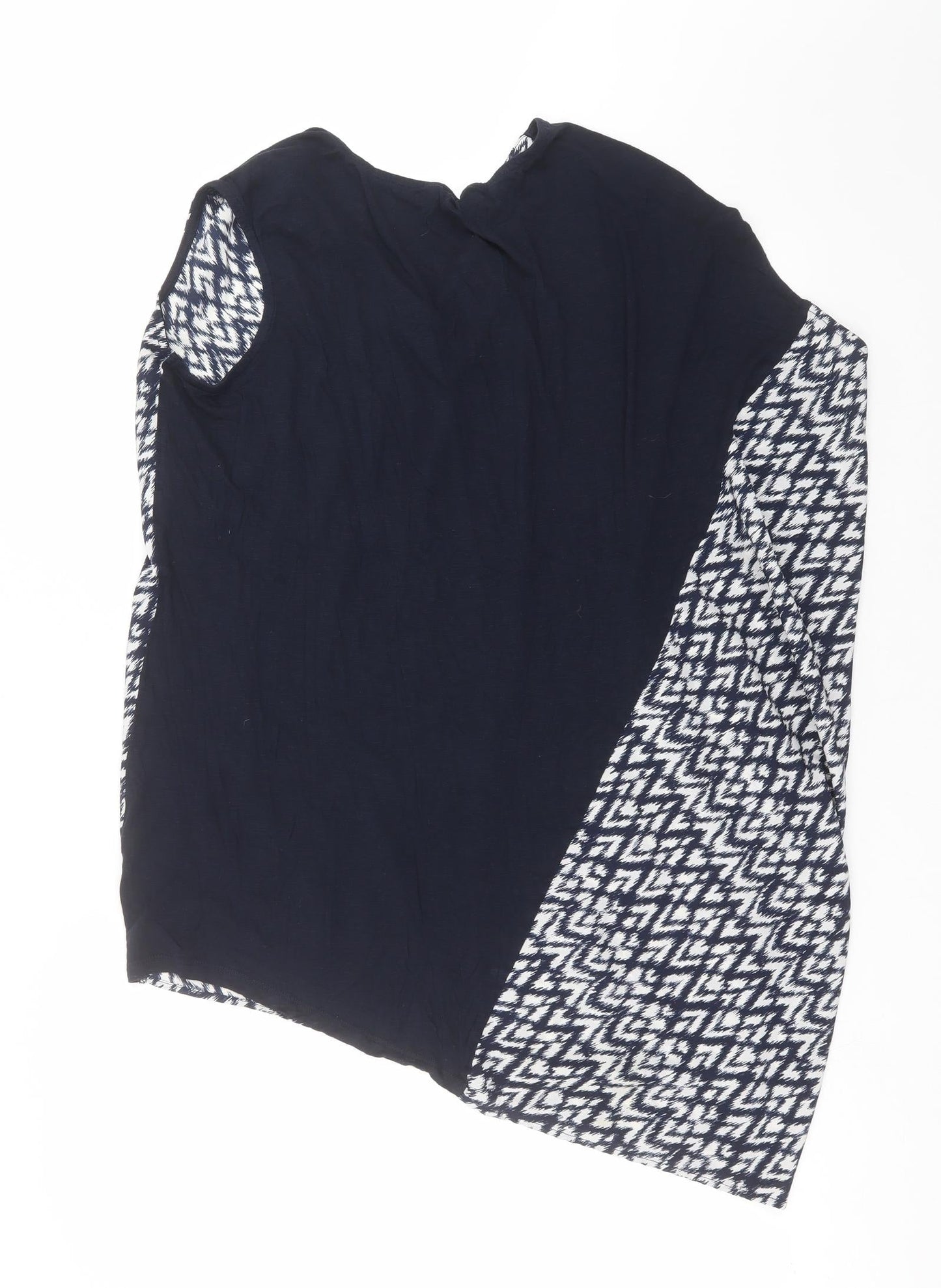 TU Womens Blue Geometric  Basic Blouse Size 12  - Asymmetric Hem