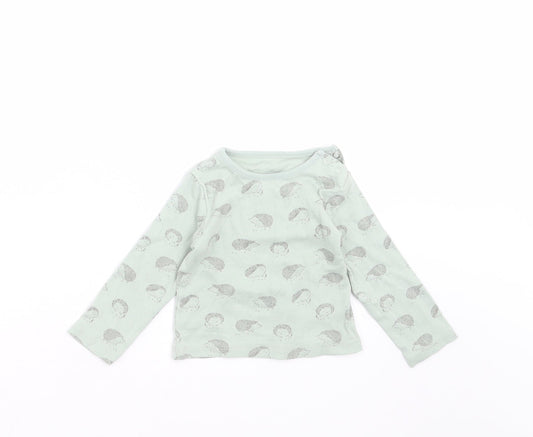 TU Baby Green   Basic T-Shirt Size 6-9 Months  - hedgehogs