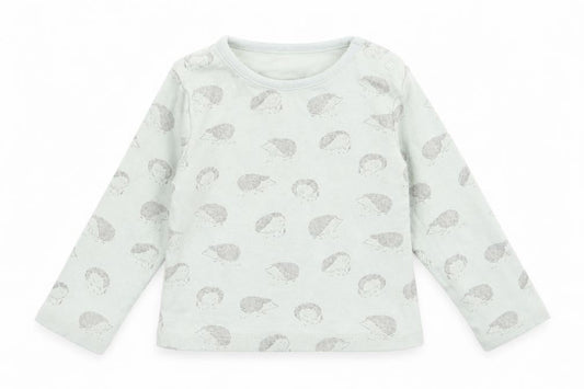 Tu Baby Green   Basic T-Shirt Size 6-9 Months  - hedgehogs